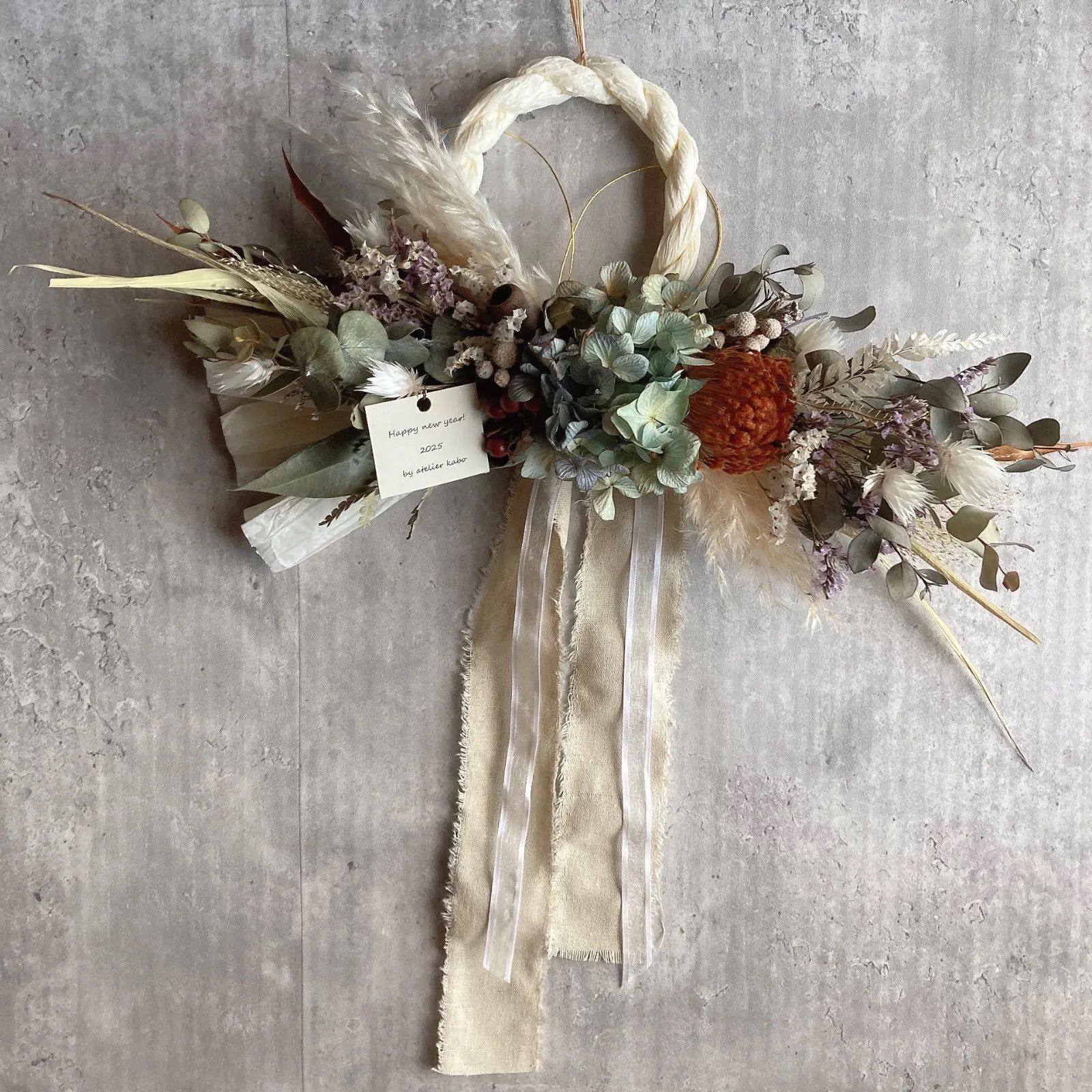 【魔女の棲む森 ～漆黒結び～】ドライフラワー スワッグ しめ縄 しめ飾り お正月 魔女の棲む森 ～漆黒結び～】ドライフラワー しめ飾り お正月