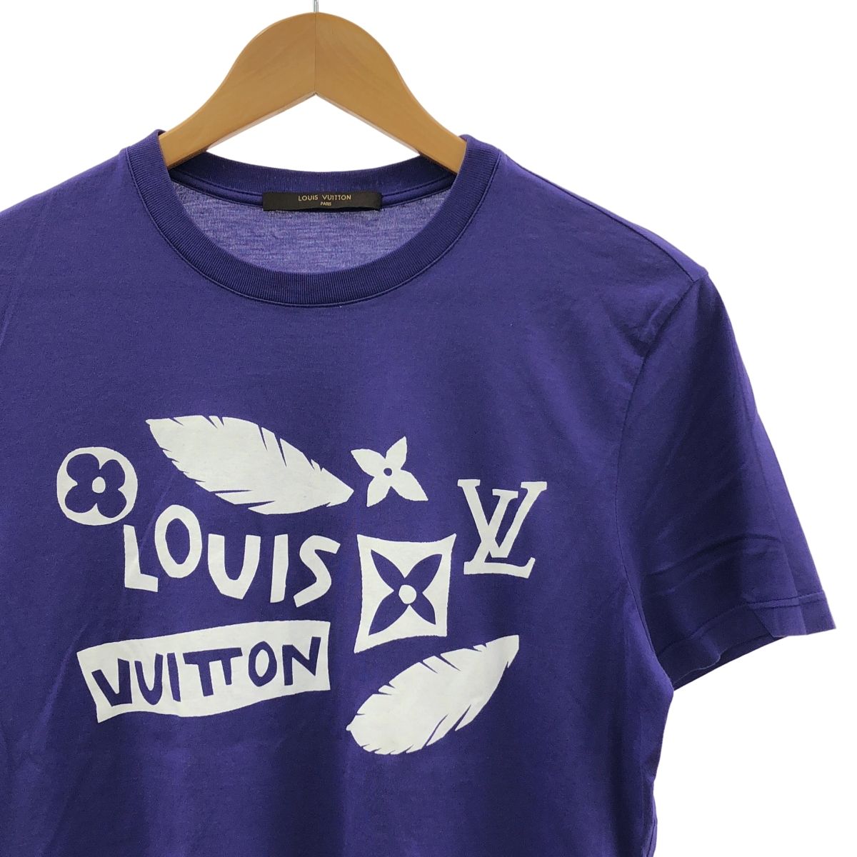 Louis Vuitton ルイヴィトン コットン ロゴ プリント Tシャツ XS パープル メンズ