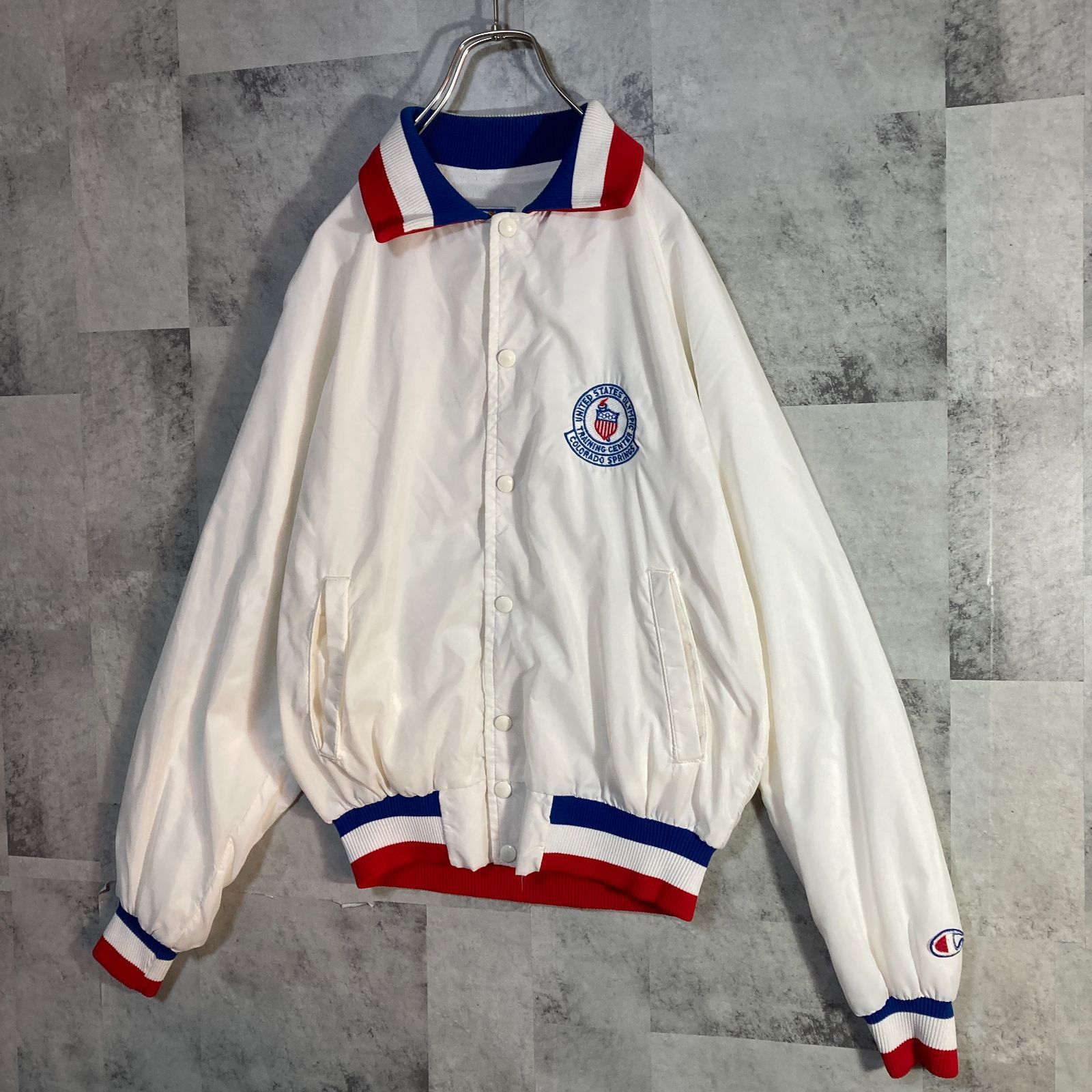 80s USA製 Champion チャンピオン ナイロンジャケット スナップボタン 