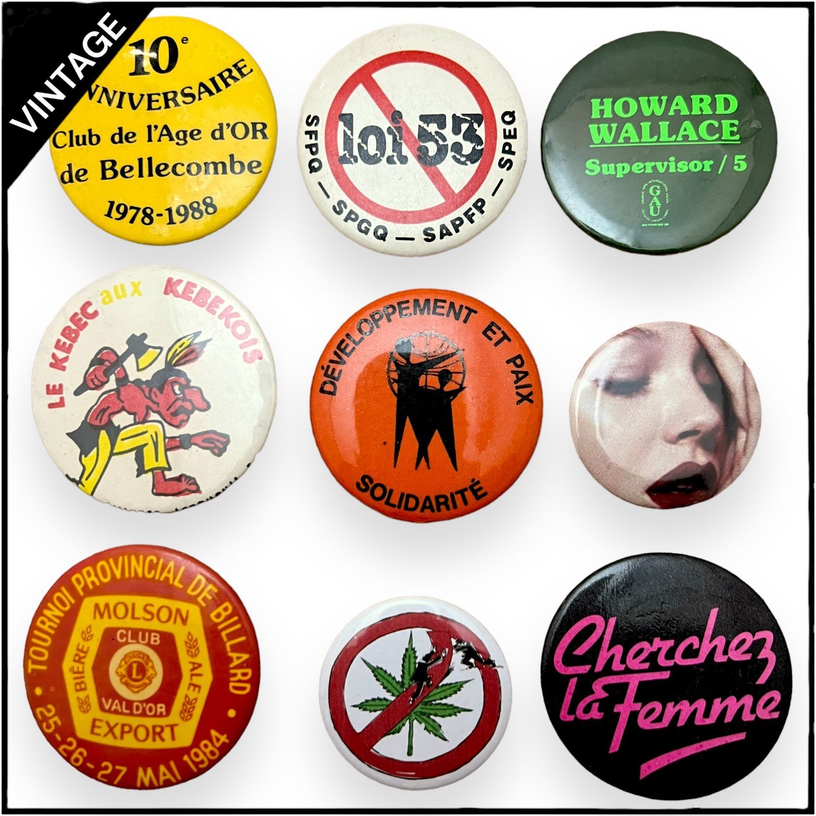 ビンテージ 缶バッジ セクシー 大麻 アンティーク 50s ~ 60s 70s