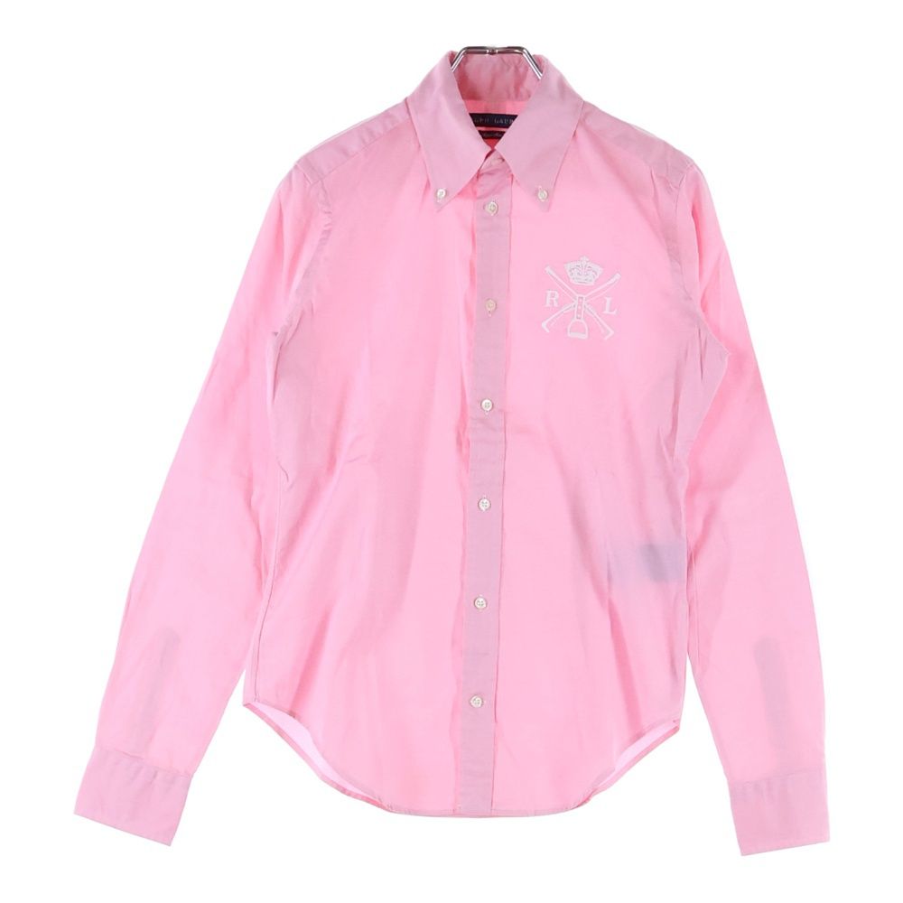 ラルフローレン ボタンダウンシャツ 長袖 ロゴ ピンク キッズ110~120cm ラルフローレン シャツ ストライプ 赤ロゴ ボタンダウン 長袖 匿名配送