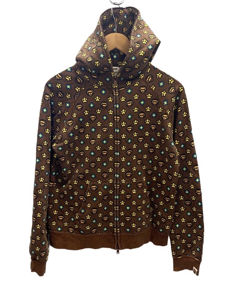 A BATHING APE MILO モノグラム　フルジップ パーカー　M ア ベイシング エイプ A BATHING APE bape milo Monogram full zip