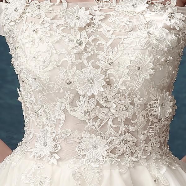 ?♥ ウェディングドレス トレーンドレス 前ミニ ウエディングドレス 二次会 エンパイア 花嫁 パーティードレス ロング 結婚式 MERCADOAVALIA_COM_BR