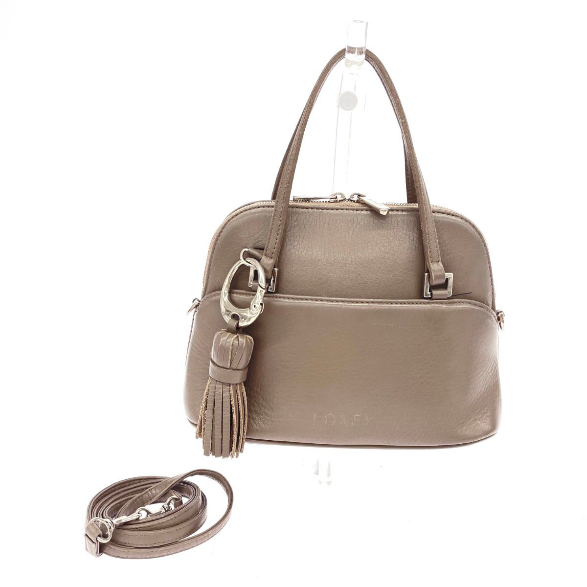 良好 FOXEY NEW YORK COLLECTION フォクシーニューヨークコレクション ミニ 2WAYバッグ グレージュ レザー レディース 240001141182
