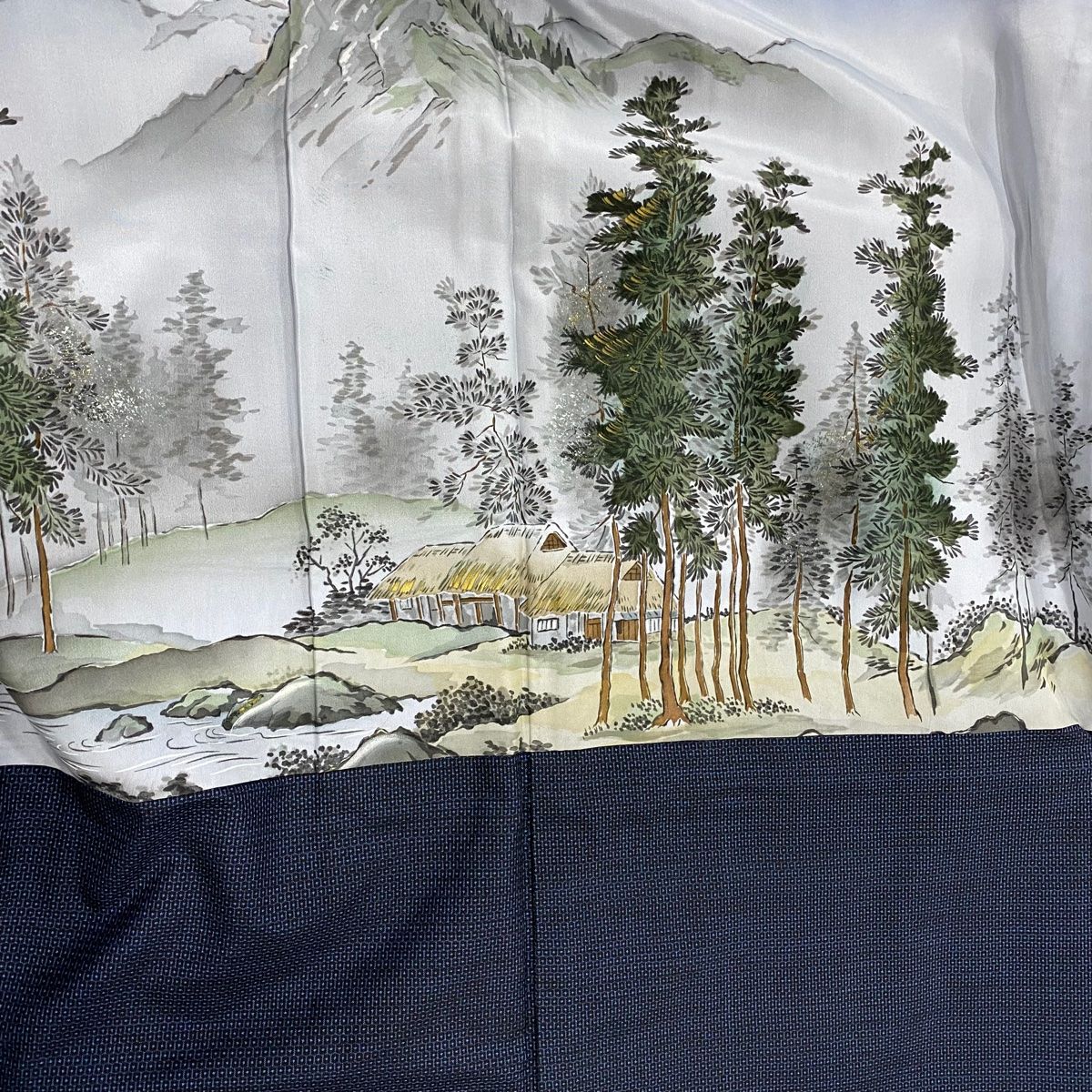  男着物 身丈145 cm 裄丈72 M 袷 アンサンブル 大島紬地 証紙 亀甲 紺色 正絹 秀品 着物 着物 浴衣