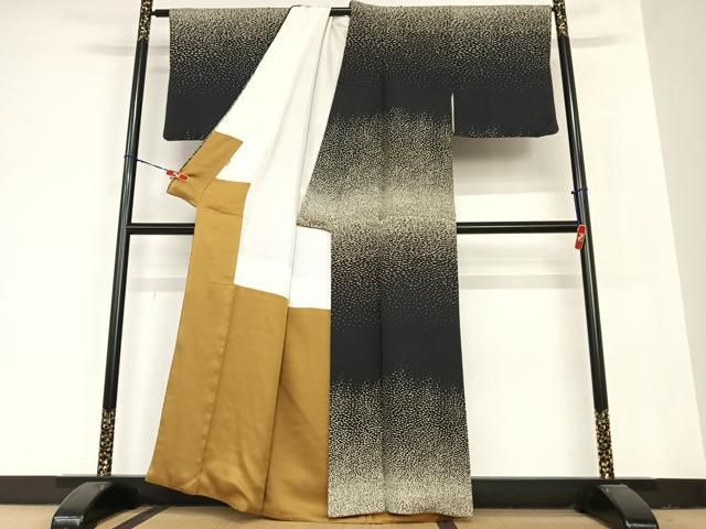 平和屋着物○訪問着 霞文 黒地 ますいわ屋扱い 正絹 逸品 AABB6384zg