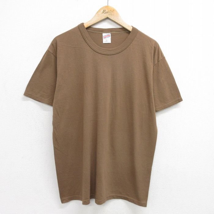 XL/古着 半袖 ビンテージ Tシャツ メンズ 90s 無地 クルーネック 茶 ブラウン 24jul12 中古