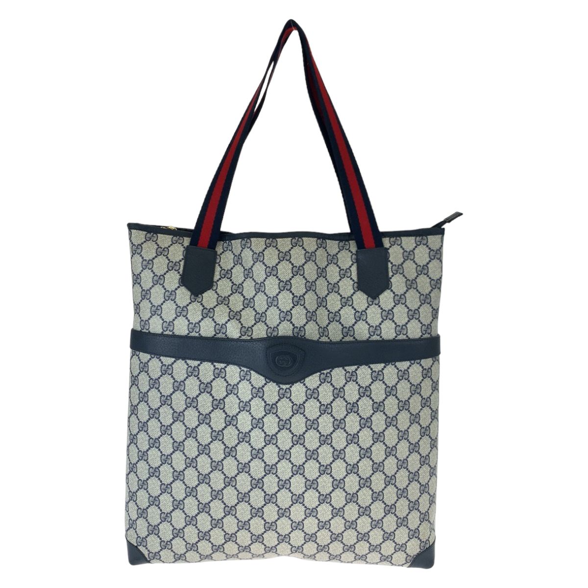 H001 【ヴィンテージ】オールドグッチ シェリーライン ネイビートートバッグ GUCCI グッチ ヴィンテージ オールドグッチ シェリーライン