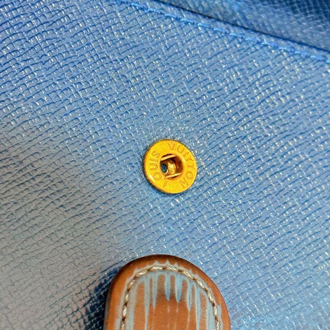 □美品□LOUIS VUITTON 2つ折り ブルー ルイヴィトン エピ ルイ