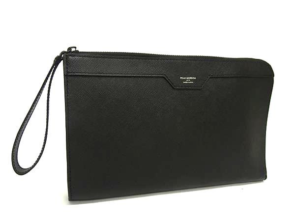 PELLE MORBIDA ペッレ モルビダ レザー クラッチバッグ セカンドバッグ メンズ ブラック系 FN0570