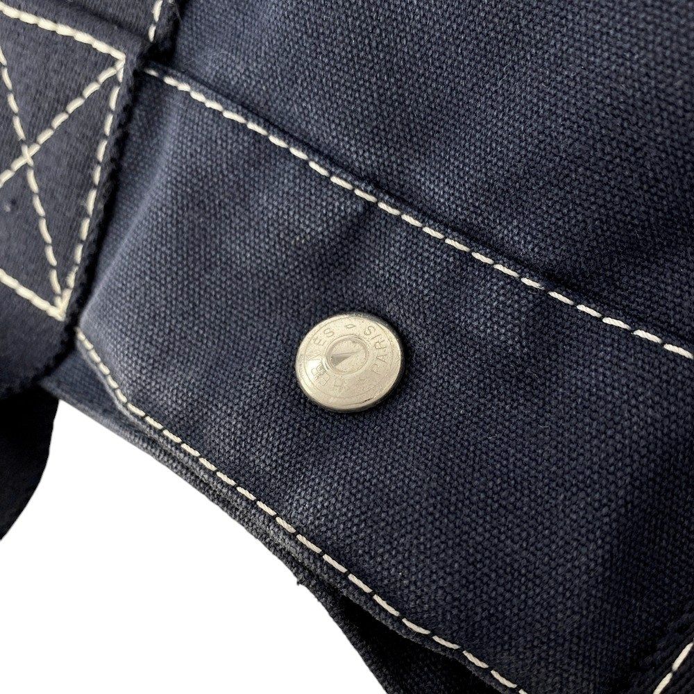 □中古□ エルメス ドーヴィル トート MM バッグ キャンバス ネイビー  