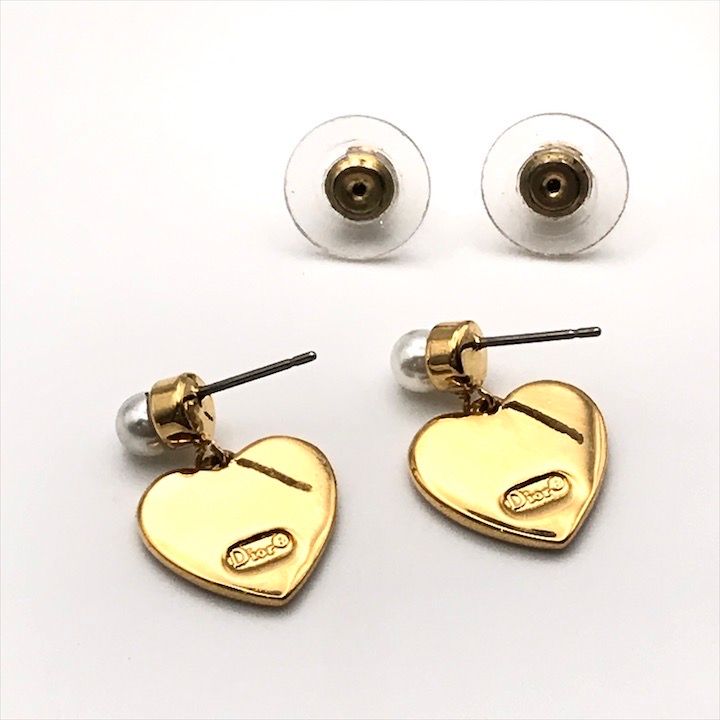 美品 Christian Dior ディオール ハート ロゴ パール スイング
