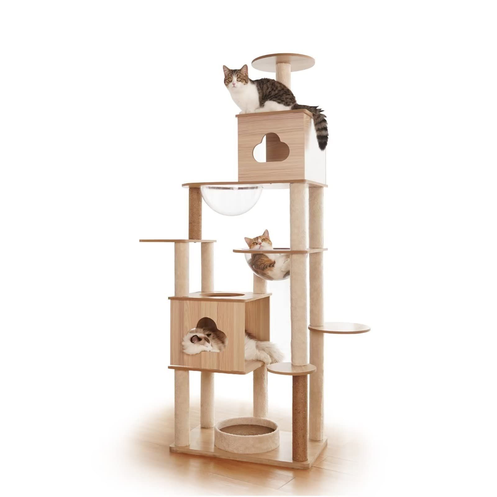 色: M03ナチュラル・178cm】Yilucess 猫タワー 木製 キャット-