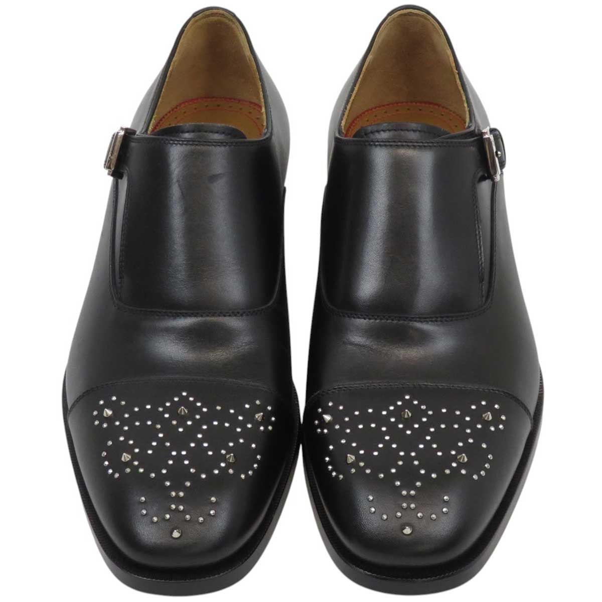 クリスチャンルブタン モンクストラップ レザー スタッズ シューズ メンズ ブラック Christian Louboutin アパレル 小物