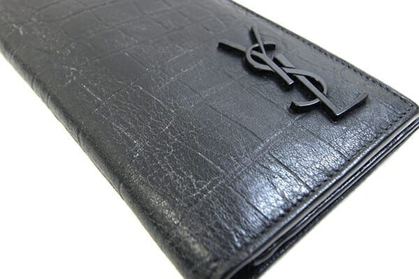 専用□サンローラン クロコ型押し 長財布 カーフレザー ブラック ロゴ