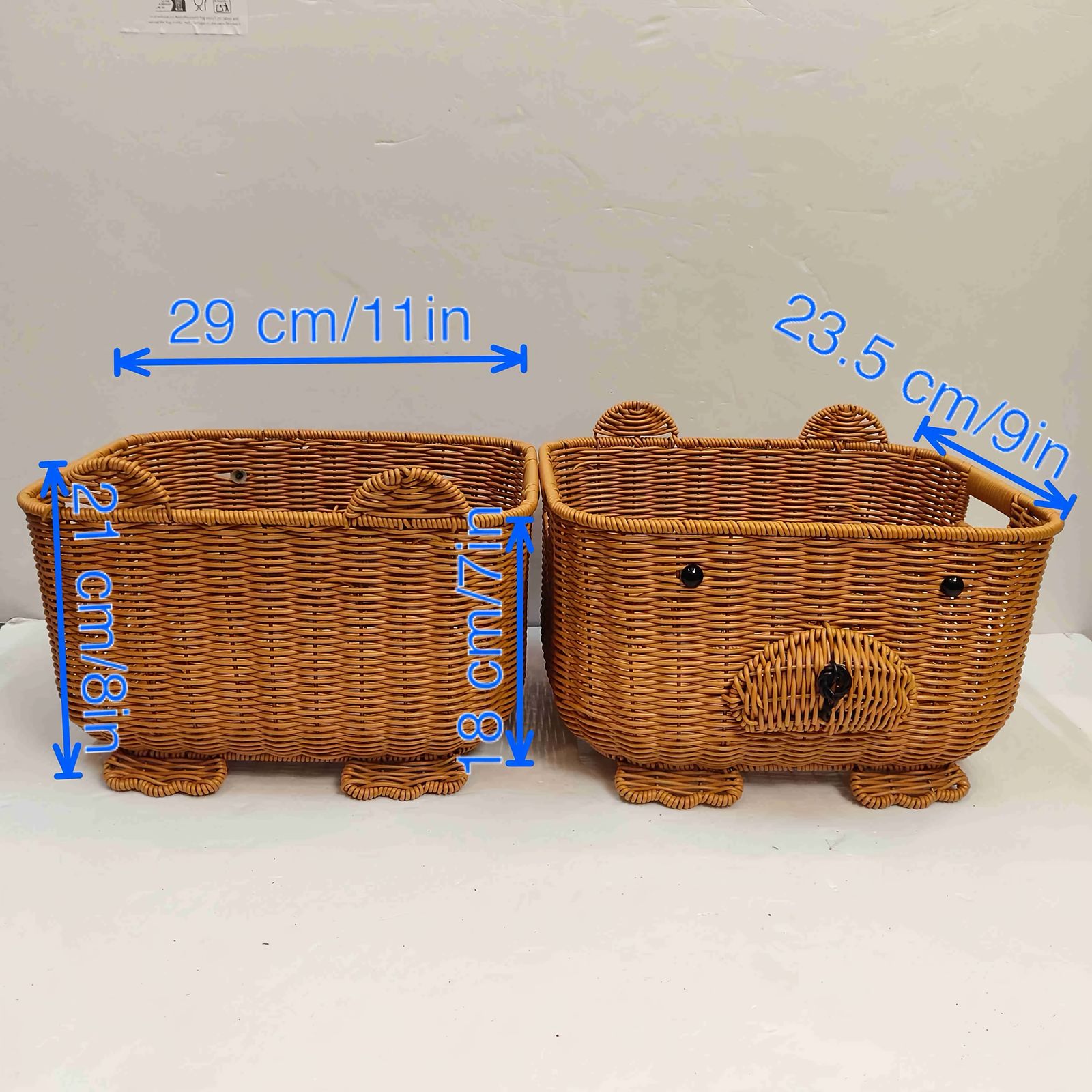 魅力的な 2個セット 手編みベアバスケット かわいいPP素材 日本風レトロデザイン ギフト ガーデン キャンプ パーティーに最適 感謝祭～新年まで年間通して使える装飾 全品大幅値下げ！