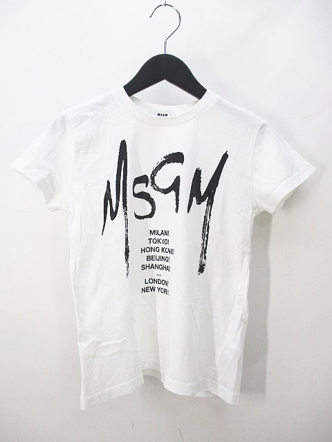 エムエスジーエム MSGM 半袖 Tシャツ 8anni 白系 ホワイト プリント 