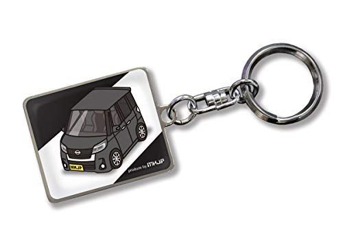ブラック [MKJP] カスタムキーホルダー ニッサン デイズ ルークス ハイウェイスター B21A ベース：ブラック 車カラー：ブラック
