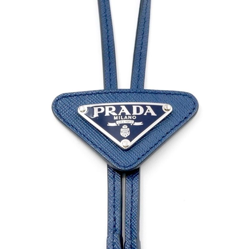 PRADA トライアングル　ネクタイ プラダ PRADA スーツ ネクタイ レザー ネイビー シルバー