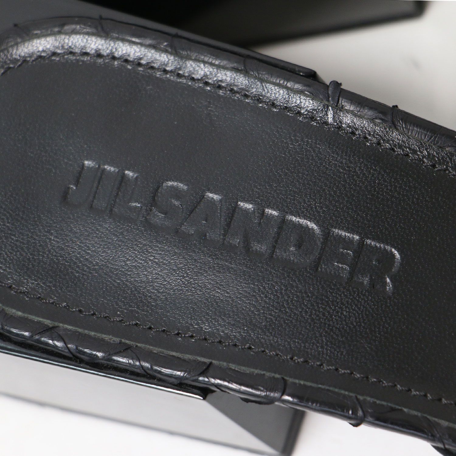 JIL SANDER ジルサンダー ミュール サンダル ブラック ベージュ 黒 36(23.0cm) スクエアトゥ チャンキーヒール ベルト バックル  バイカラー レザー シューズ 靴【レディース】