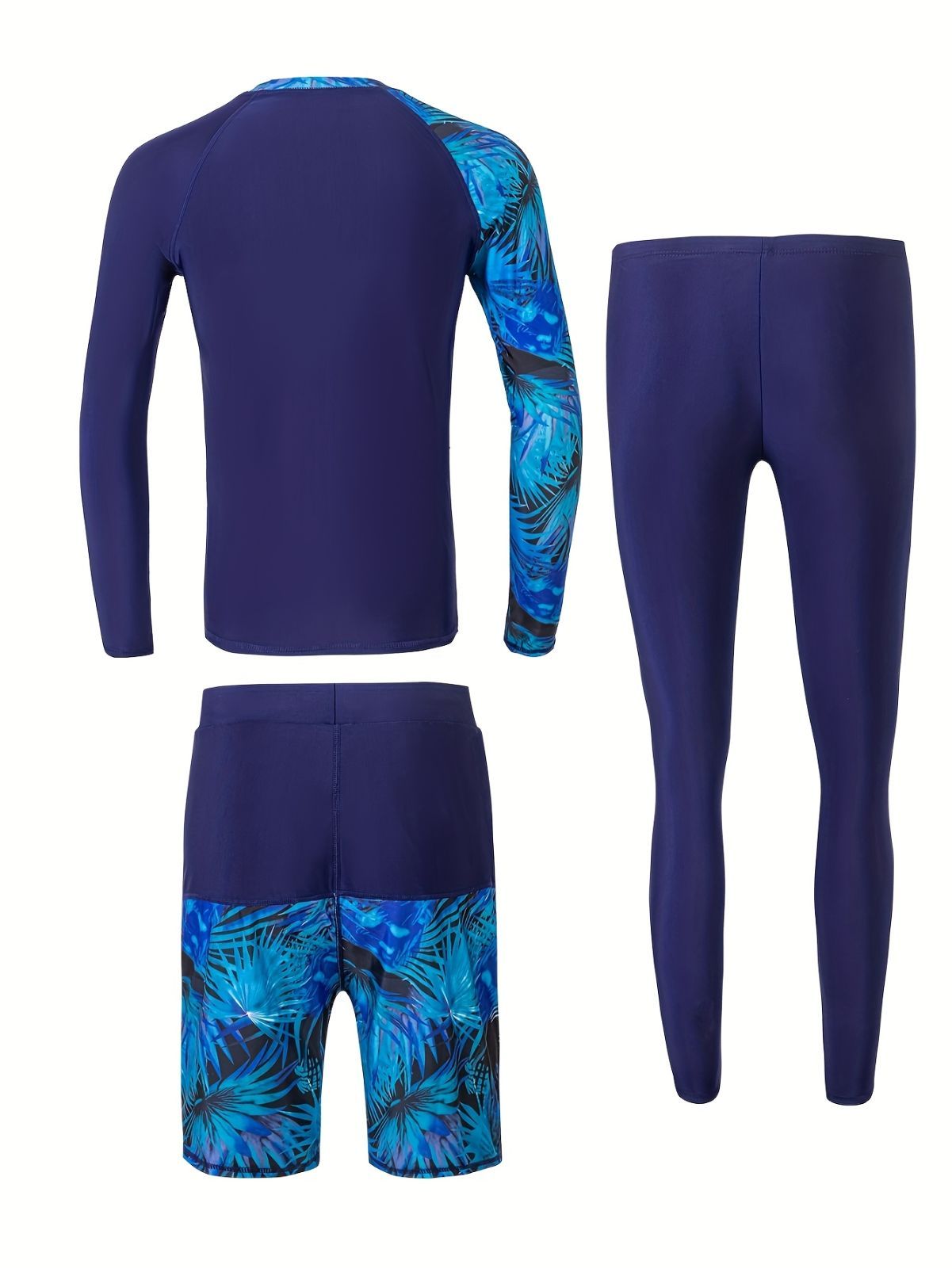 ラッシュガード メンズ メンズラッシュガード 水着 ミッドサマートレンディ メンズ水着 スポーツ水着セット 長袖＆パンツ付き 日焼け防止 サーフウェア サーフィン 海 プール スイミング 川遊び 水遊び 子連れ アウトドア ブルー