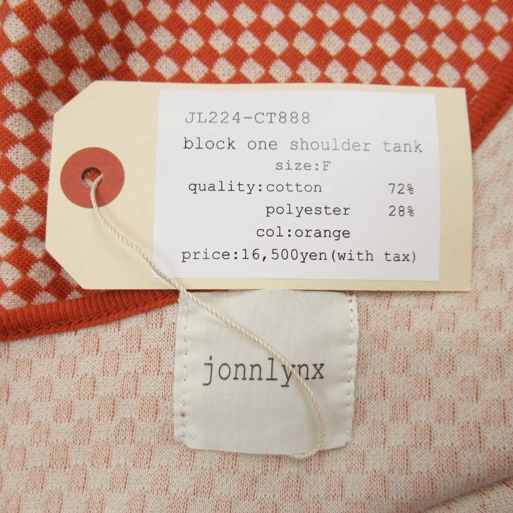未使用 24ss jonnlynx ジョンリンクス ワンショルダー ショート タンクトップ チェック柄 block one shoulder tank オレンジ レディース 古着 中古 jonnlynx - 未使用 24ss jonnlynx ジョンリンクス ワン