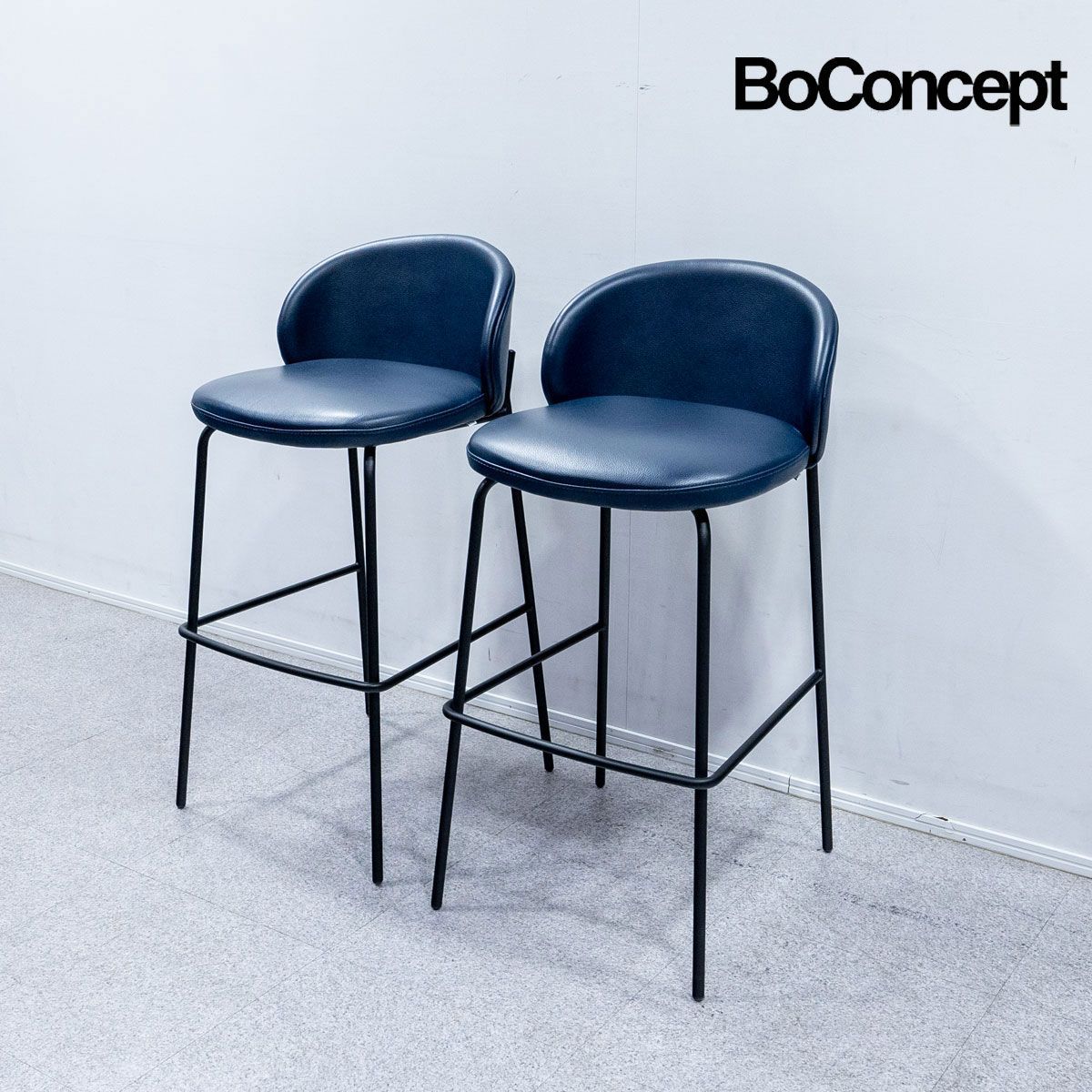 展示品】BoConcept ボーコンセプト PRINCETON プリンストン バー スツール カウンター チェア レザー ブルー 2脚セット  モートン・ゲオーセン 定価17万 - メルカリ