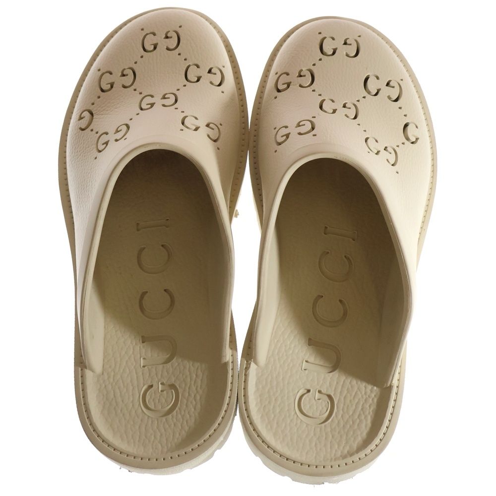 【美品】グッチ　ラバーサンダル パーフォレーテッドG GG 38 スリッポン GUCCI (グッチ) パーフォレーテッドGG ラバースリッポン サンダル