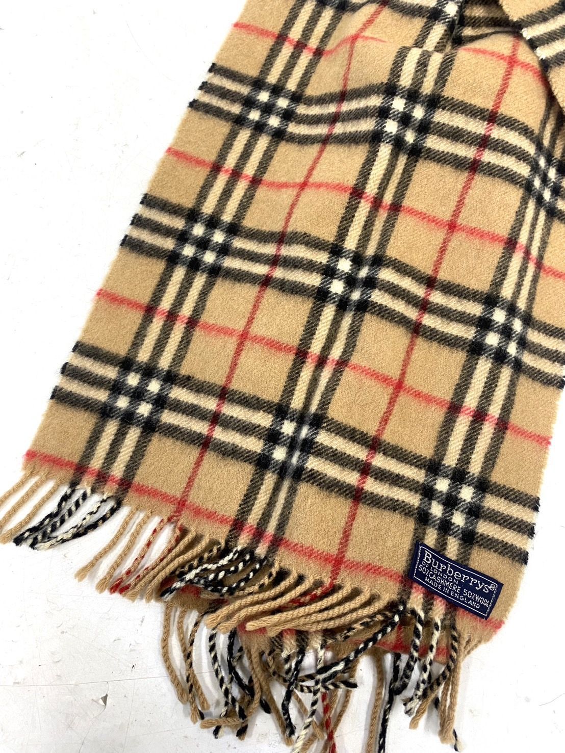 Burberry London ☆美品 バーバリー マフラー ウール100% Burberrys of London バーバリーズ カシミア100％ マフラー