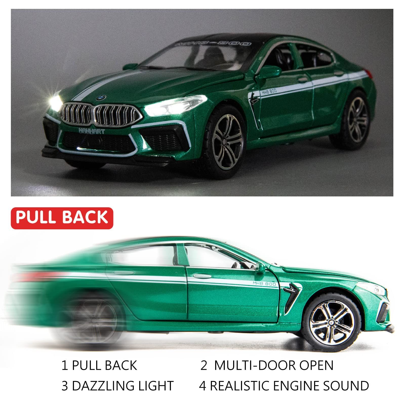 BMW フィギュア　自動車模型　破損あり BMW 3シリーズ 320i 1/32 ミニカー 全3色 ライト点滅 サウンド 合金