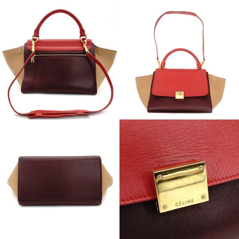 レッド×ベージュ×ボルドー ショルダー