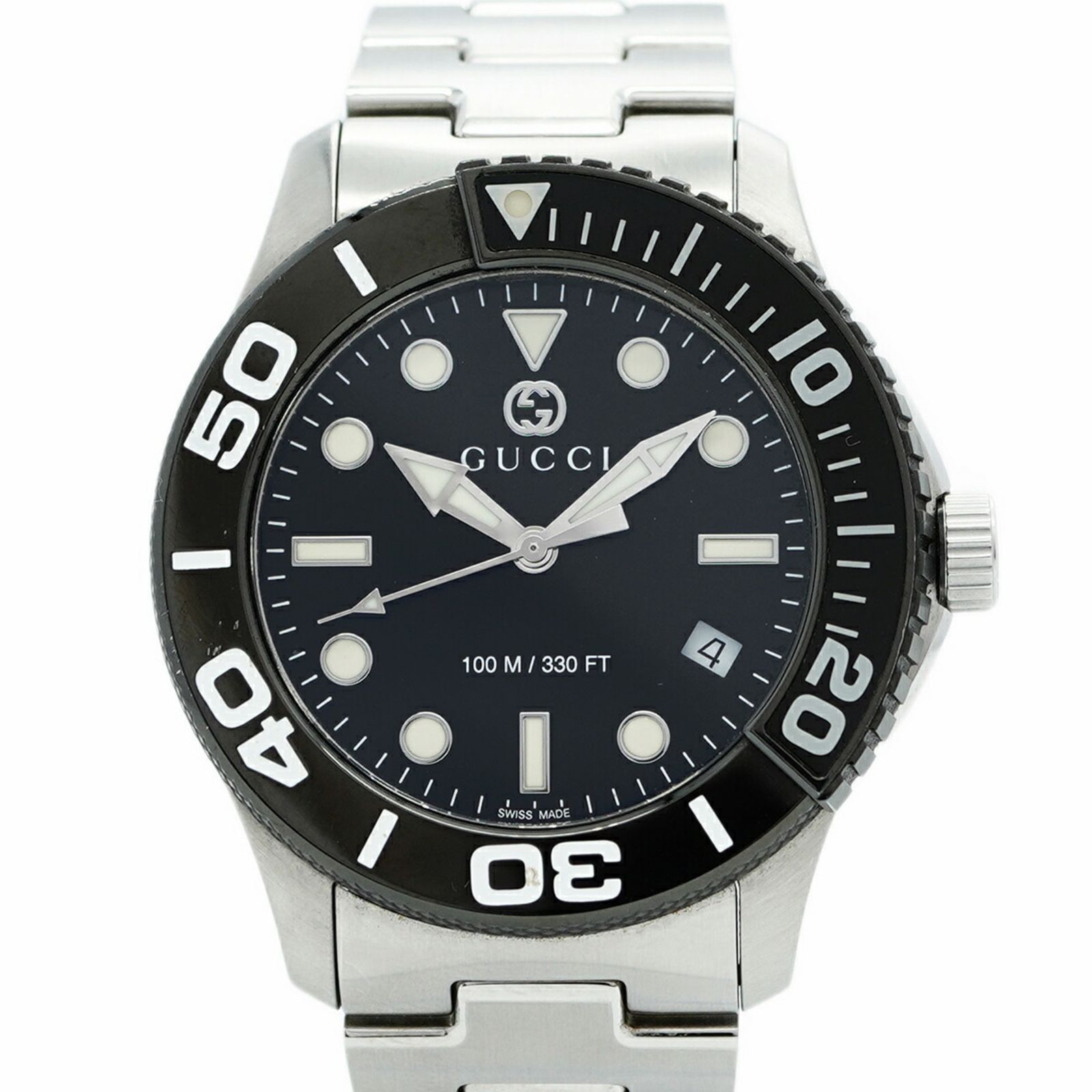グッチ ダイバーズ 126.2 黒文字盤腕時計 メンズ