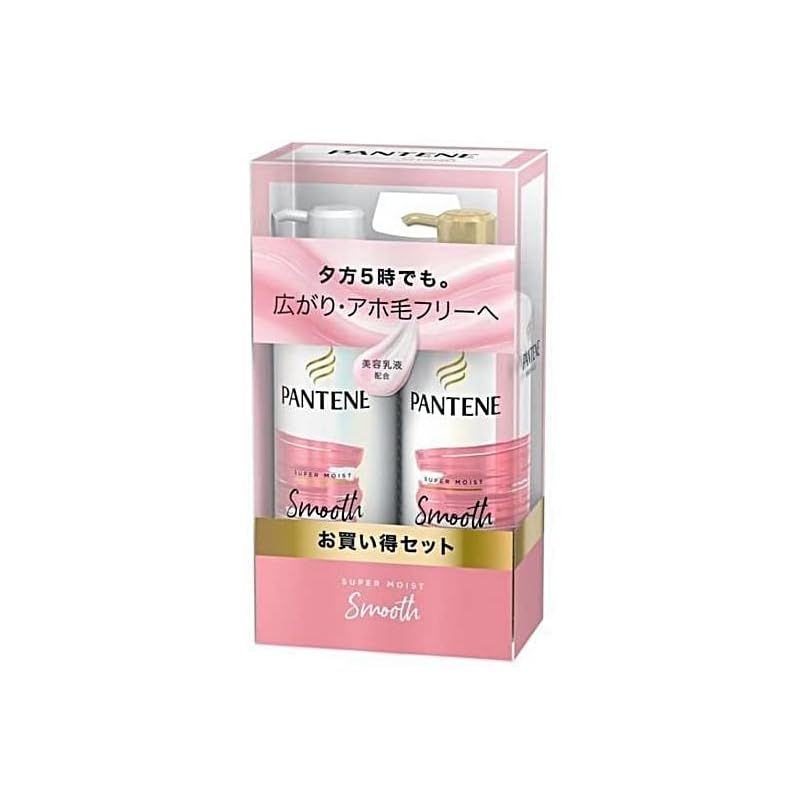 【セット買い】パンテーン スーパーモイストスムース シャンプー500ml+トリートメント500g 1