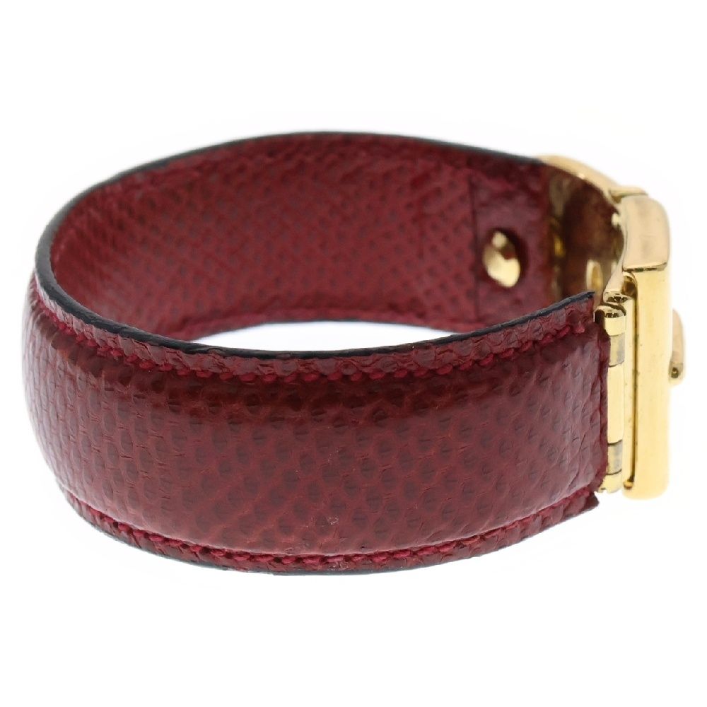 GUCCI (グッチ) バックルモチーフ レザーバングル ブレスレット レッド