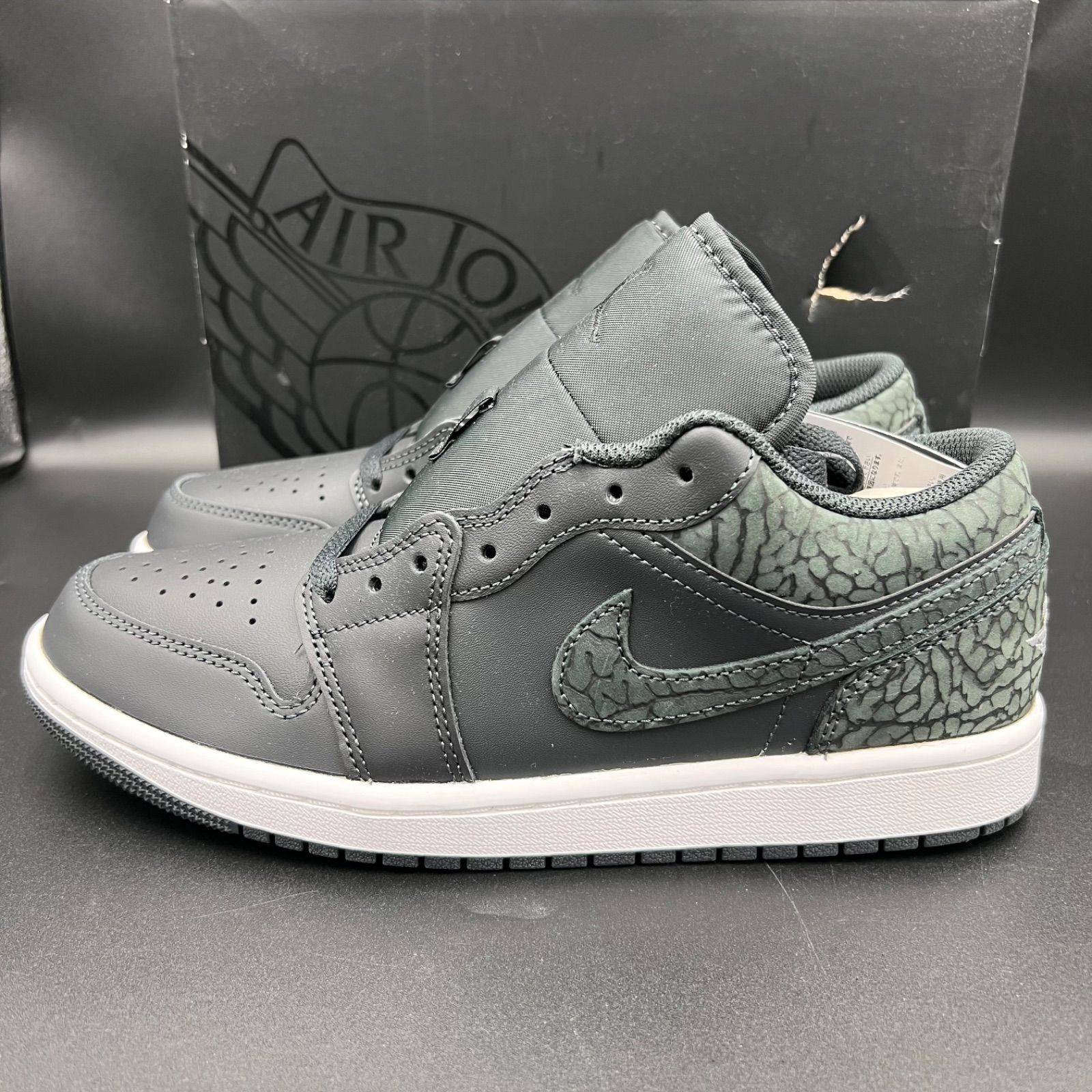 訳アリ |箱潰れあり 26cm Nike Air Jordan 1 Low Black Elephant|Safari ナイキ エアジョーダン1 ロー ブラックエレファント|サファリ FB9907-001 スニーカー 管理番号23