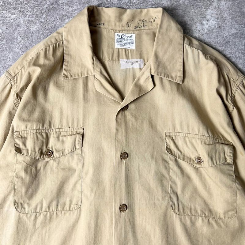 雰囲気系 60s USA製 Elbeco マチ付き 半袖 オープンカラー ワーク