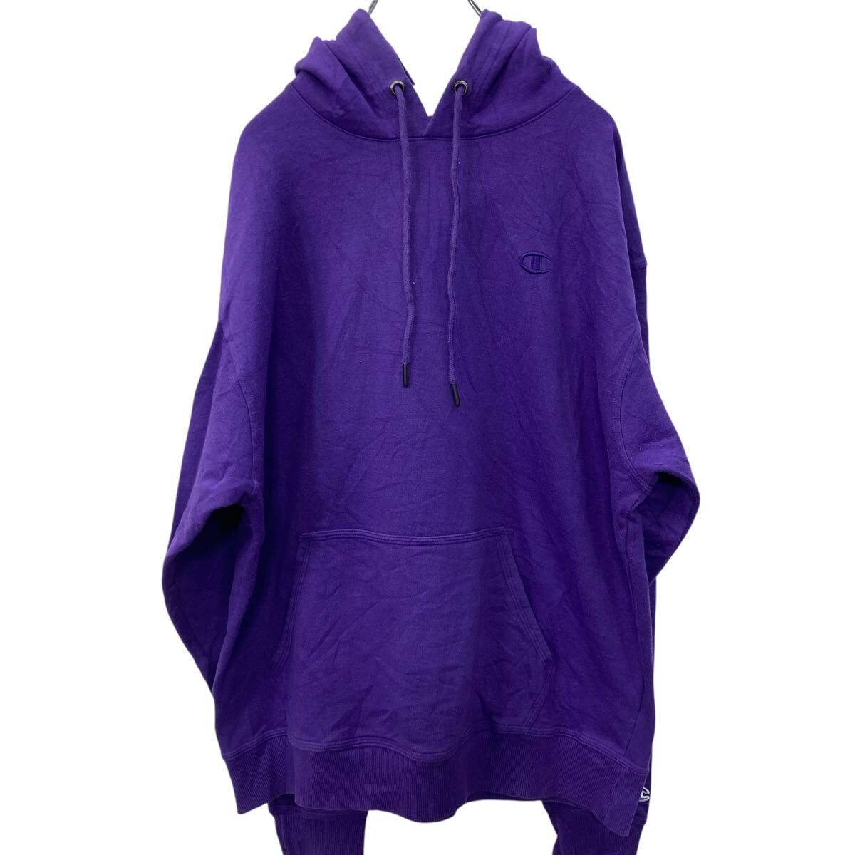 Champion ロゴ スウェット パーカー L 紫 チャンピオン ワンポイント 長袖 ロンT プルオーバー 古着卸 アメリカ仕入 a709-6426
