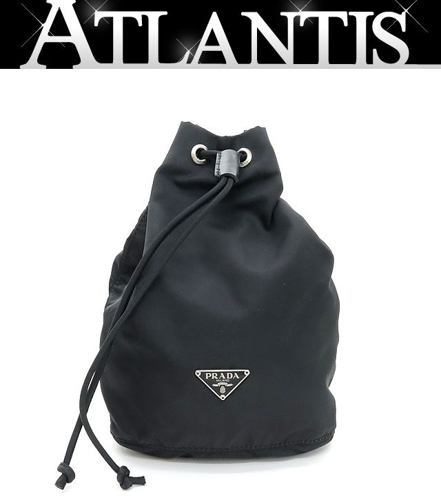 PRADA アクセサリーポーチ ハンドバッグ 三角ロゴ ブラック ナイロン 巾着 PRADA ナイロン 巾着ポーチ 三角ロゴ 1NA369 (PRADA/バッグ