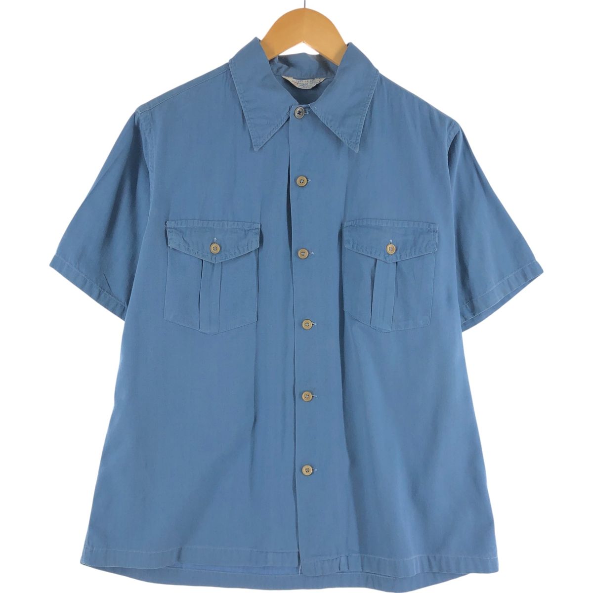 古着 70年代 半袖 コットン×レーヨンシャツ ボックスシャツ M メンズM相当 ヴィンテージ|eaa536255