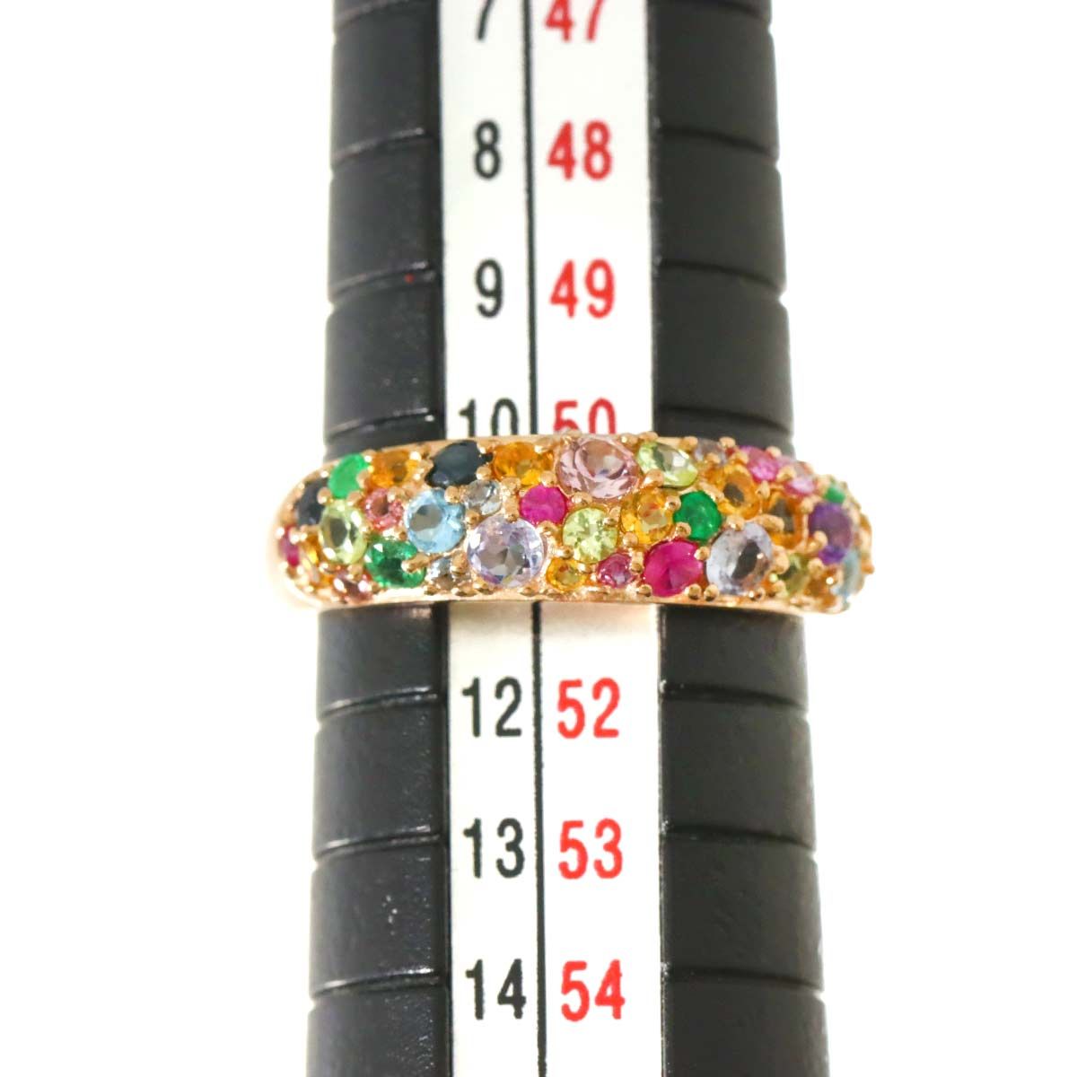 リング 10.5号 マルチストーン K18 PG ピンクゴールド 750 指輪 Multi 