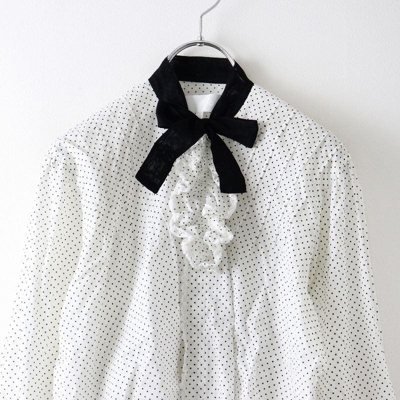 COMME des GARÇONS ブラック ホワイト ドット リボン シャツ COMME des GARÇONS ブラック ホワイト ドット リボン シャツ
