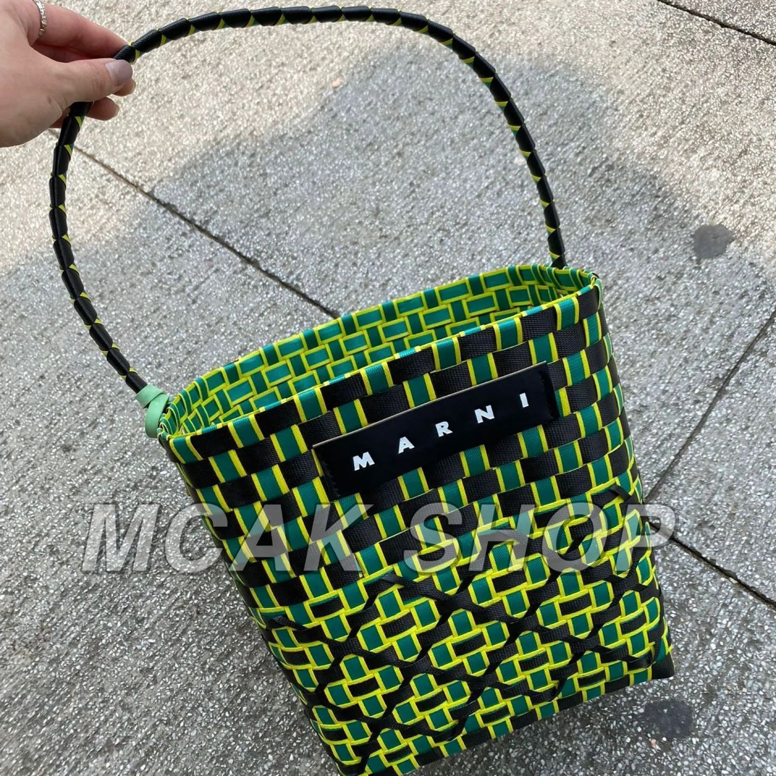 美品 MARNI MARKET マルニマーケット ファッション レディース バッグ ハンドバッグ ピクニックバッグ かごバッグ グリーン - メルカリ