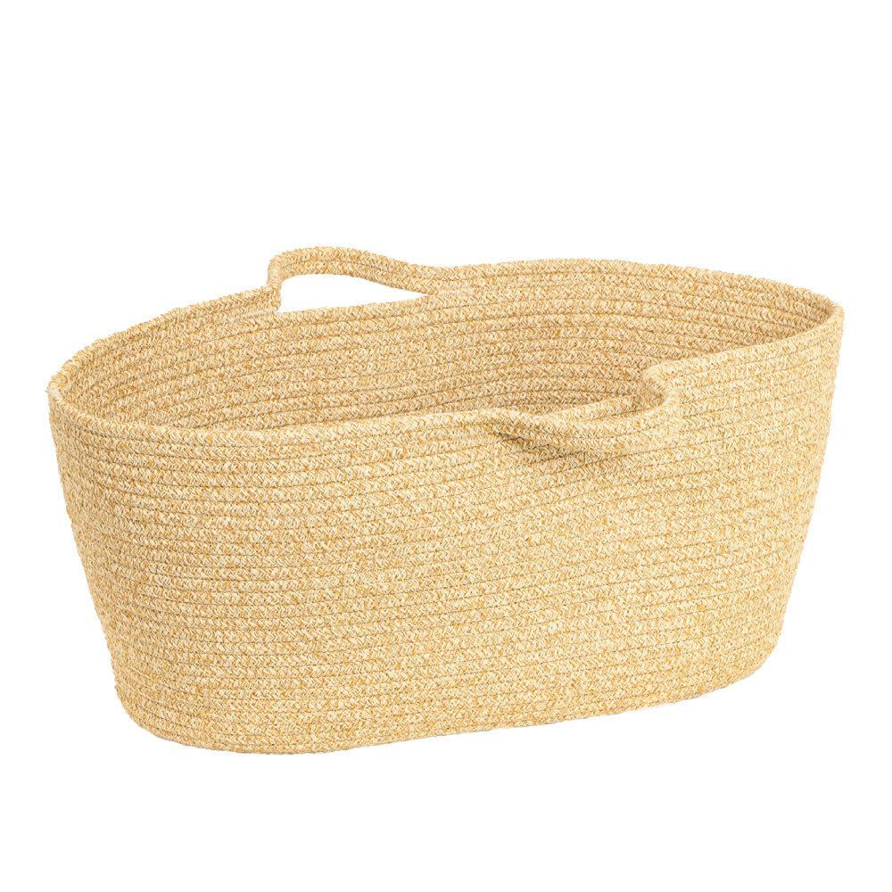 ベージュ  コットンロープバスケット コットンロープ バスケット かご 収納 カゴ ロープ ランドリーバスケット かばん バッグ 大きめ おしゃれ 持ち手付き 楕円 丈夫 シンプル ナチュラル 荷