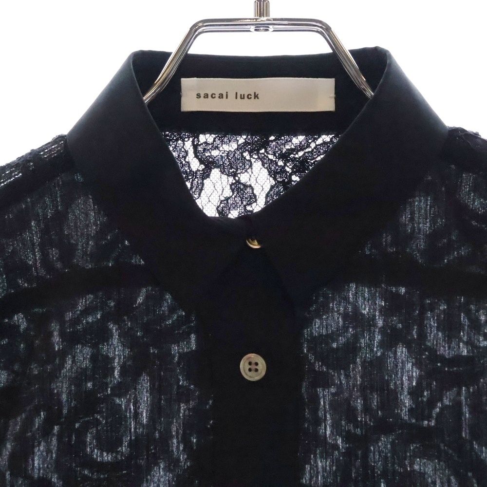 sacai luck サカイ ラック 15SS バックレースデザイン 長袖シャツ 15SSLU929 ブラック レディース sacai luck (サカイ ラック) 15SS バックレースデザイン 長袖