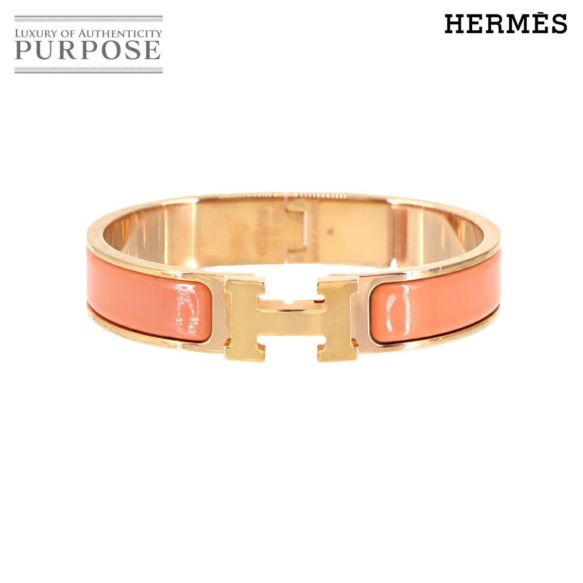 ♥ 展示品 エルメス HERMES クリックH ファン バングル ブレスレット ピンク ピンクゴールド アクセアリー Clic H 90299231