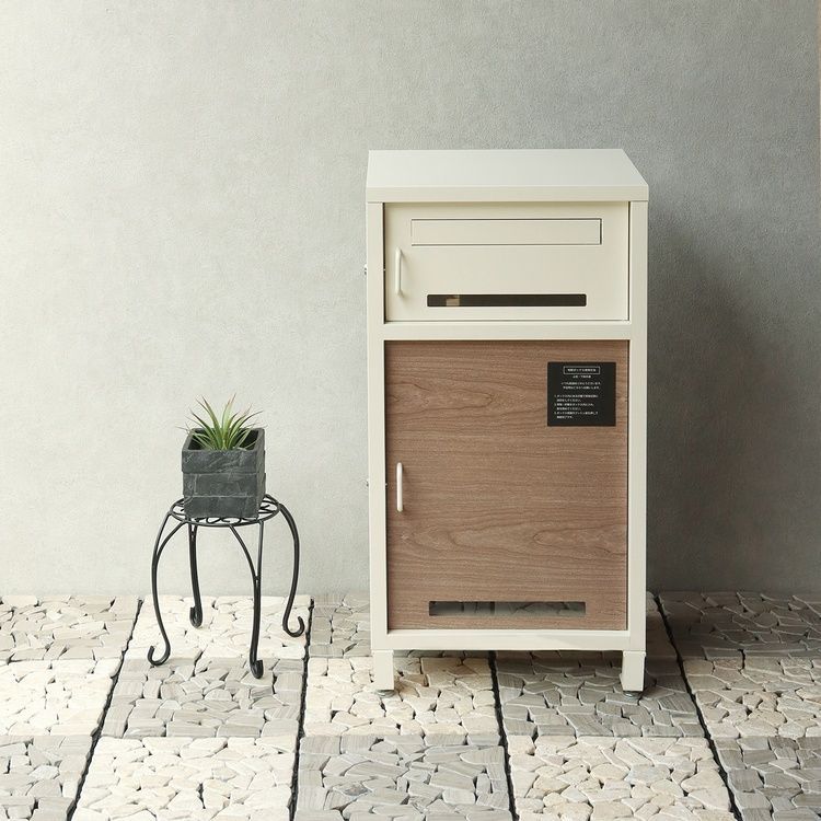 宅配BOX ポスト 宅配ボックス 一体型 置き配 郵便ポスト 鍵付き おしゃれ 木目柄 防犯対策 ガルバナイズド処理