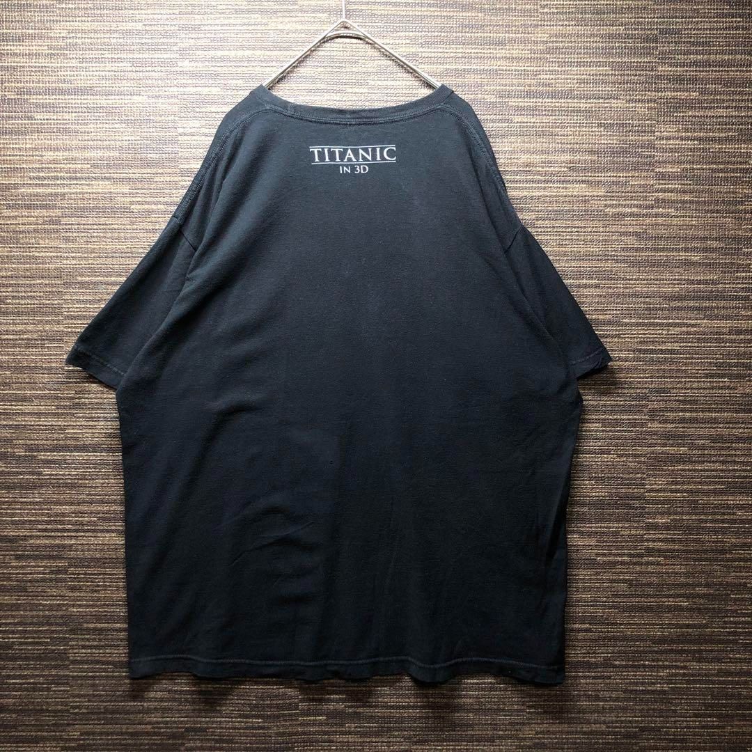 タイタニック 映画 レオナルド デカプリオ 3D プリント 黒 Tシャツ 古着