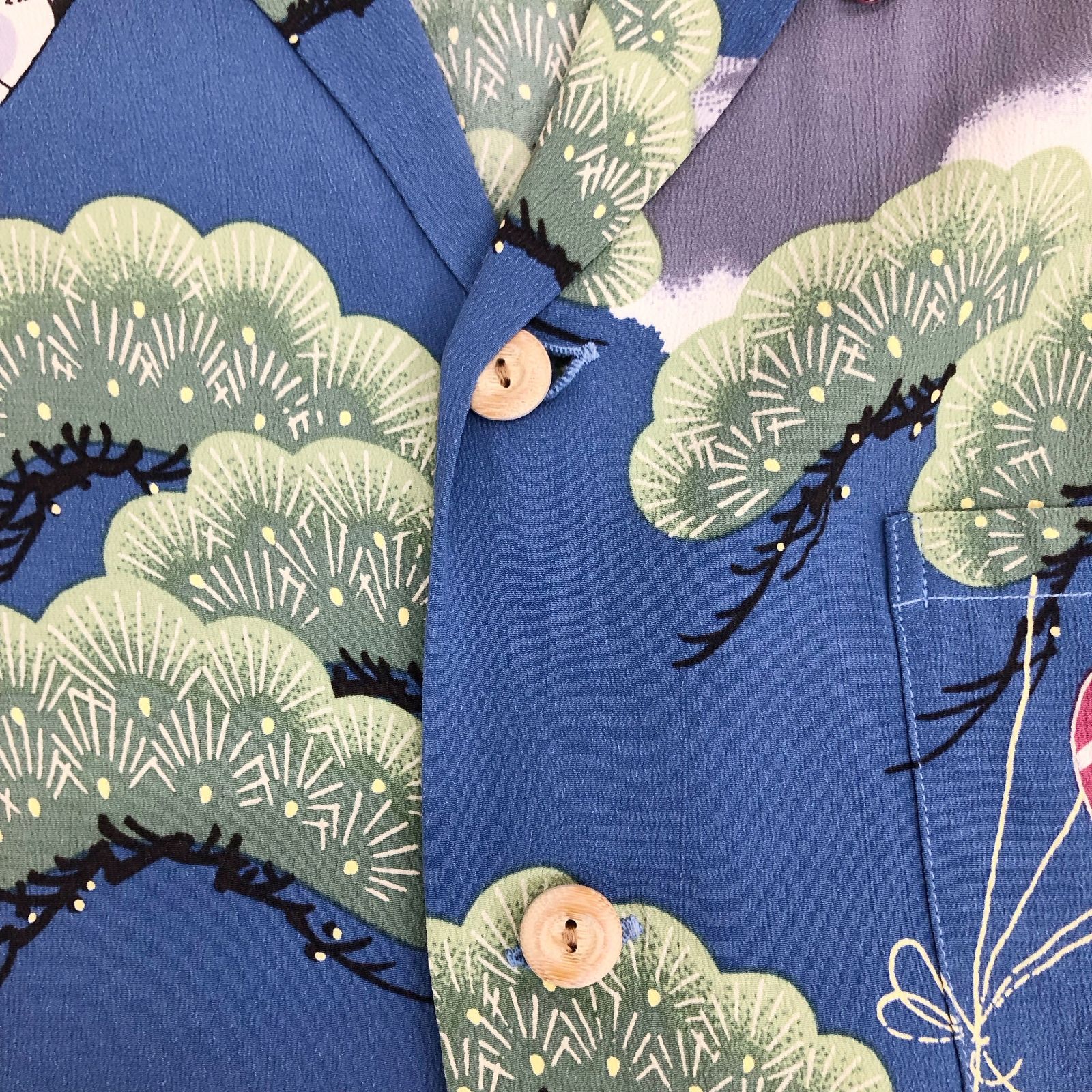 SUN SURF KALAKAUA アロハシャツ SS32293 半袖 M 青系 鯉のぼり 富士山  