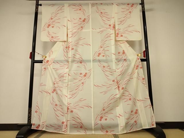 平和屋着物 夏物 小紋 絽 楓文 洗える着物 AABB2566jd