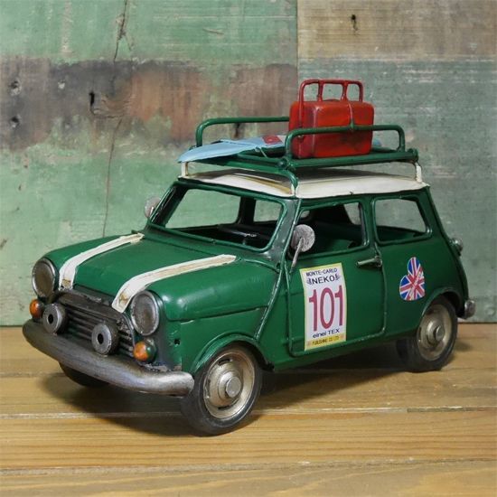 フォトスタンド キャリーカー ブリキのおもちゃ ミニクーパー インテリア carrier car